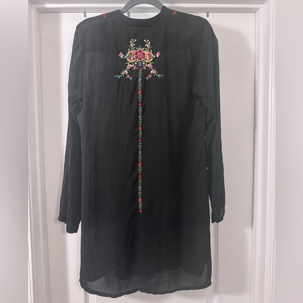 Johnny Was Black Mini Dress with Floral Embroidery - Picture 8 of 11